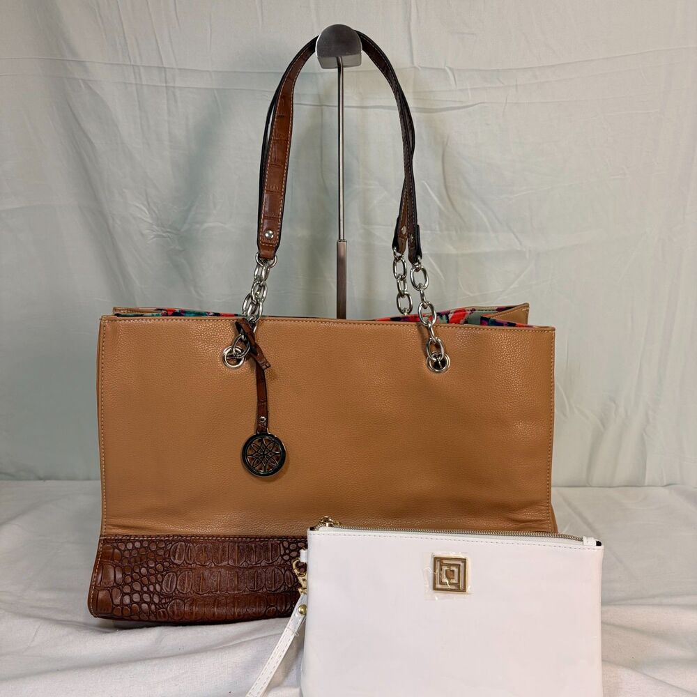 Liz Claiborne Charging Wristlet & Tan Hobo Shoulder Bag Handbag Bundle Set of 2